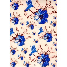 Ref. 79117 - Decalque flor c/ beija flor azul