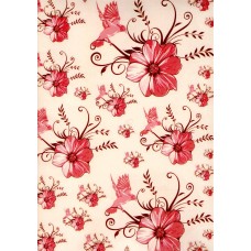 Ref. 79121 - Decalque flor c/ beija flor rosa